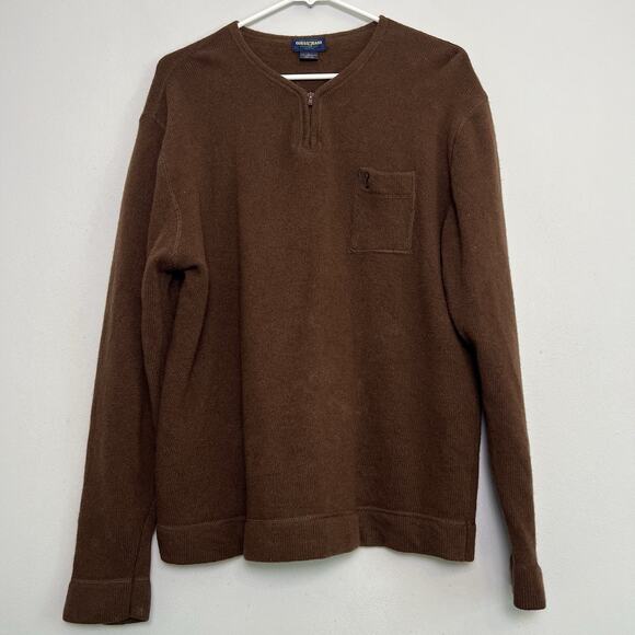 Vintage Guess Jeans Men's 100% Lambswool Sweater Sz L Brown Office Classy Casual - Picture 1 of 15
